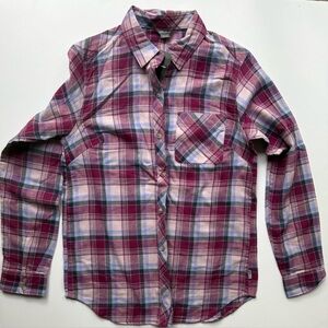 Eddie Bauer Women's Plaid Button Down Shirt - Pink and Blue